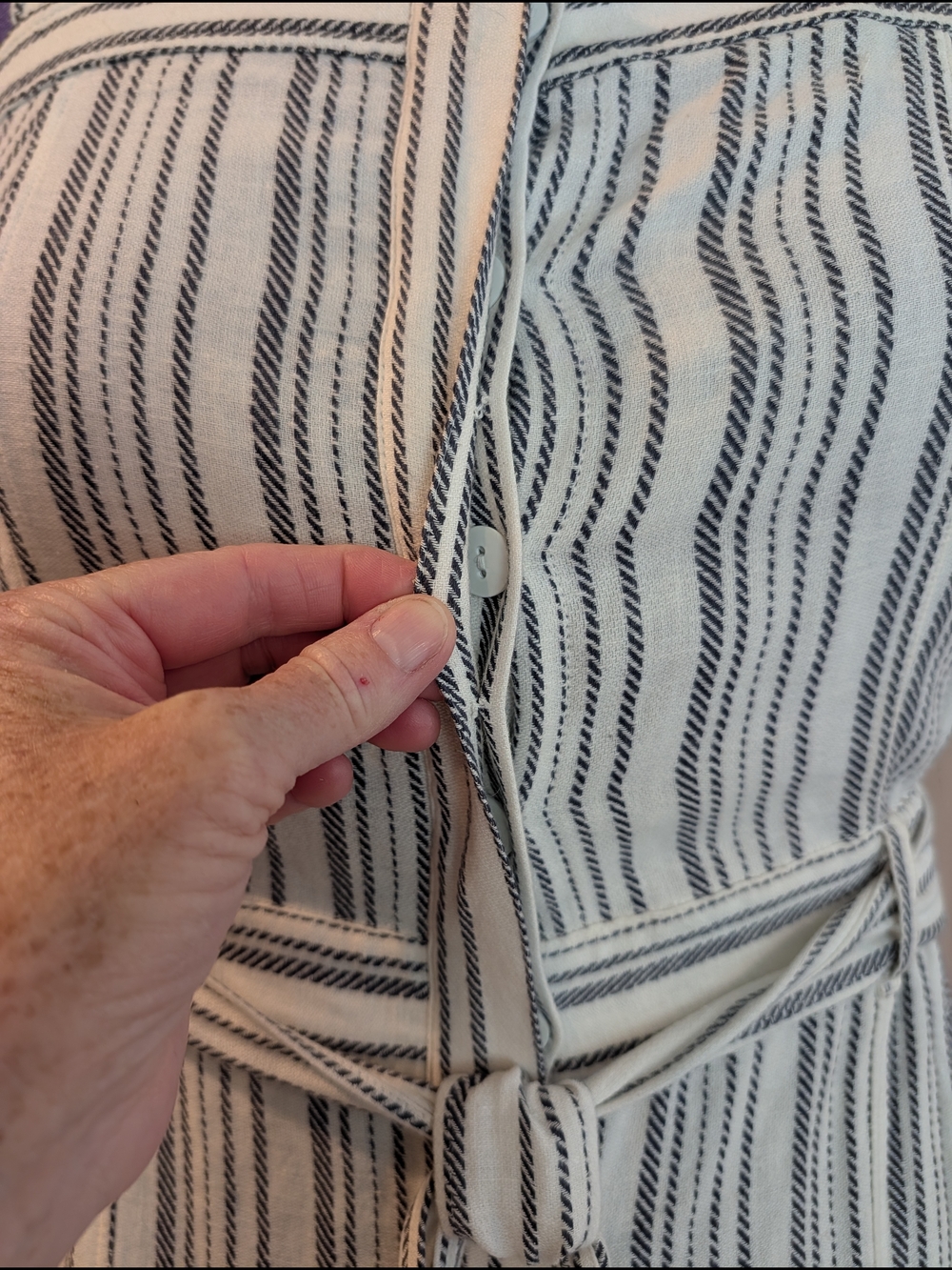 Splendid brand- Cream and Black Striped Midi Sundress-linen/cotton blend - Picture 4 of 11